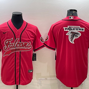 Men's Atlanta Falcons Red Team Big Logo With Patch Baseball Nike Jersey