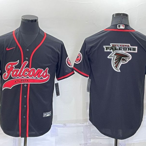 Men's Atlanta Falcons Black Team Big Logo With Patch Baseball Nike Jersey