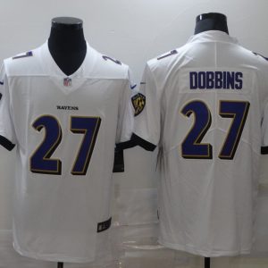 Men's Baltimore Ravens #27 Dobbins White Vapor Untouchable Limited Jersey