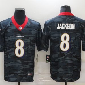 Men's Baltimore Ravens #8 Lamar Jackson 2020 Camo Limited Jersey