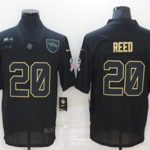 Men's Baltimore Ravens #20 Ed Reed 2020 Black Salute To Service Limited Jersey