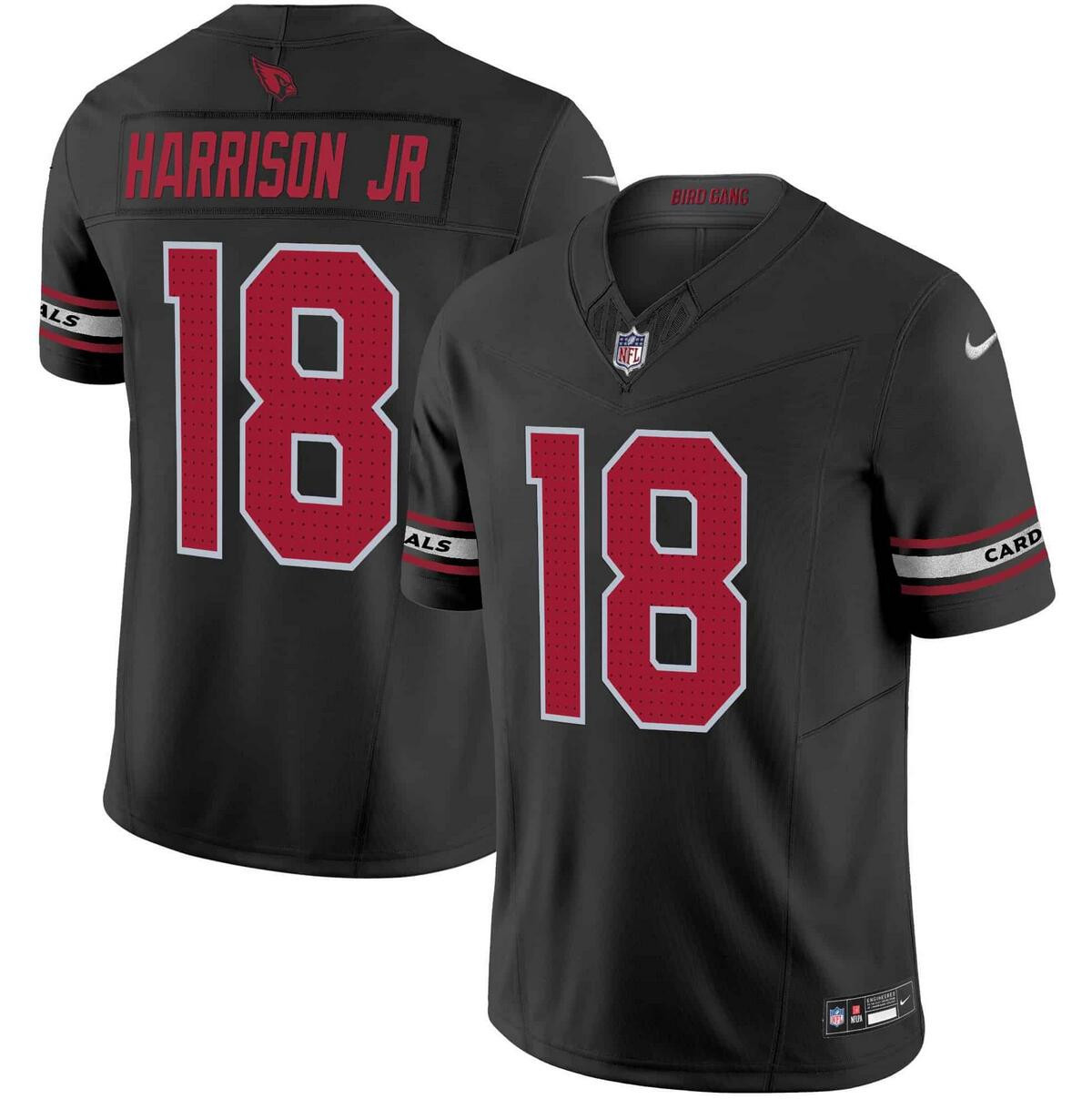 Men's Arizona Cardinals #18 Marvin Harrison Jr Black 2024 Draft F.U.S.E. Vapor Untouchable Jersey