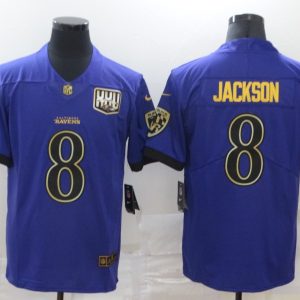Men's Baltimore Ravens #8 Lamar Jackson Purple/Gold Vapor Untouchable Limited Jersey