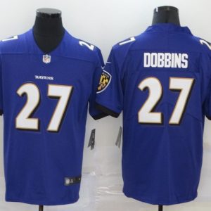 Men's Baltimore Ravens #27 Dobbins Purple Vapor Untouchable Limited Jersey