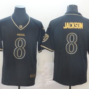Men's Baltimore Ravens #8 Lamar Jackson Black 2019 Golden Edition Limited Jersey