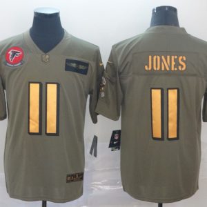 Men's Atlanta Falcons #11 Julio Jones 2019 Olive/Gold Salute To Service Limited Jersey
