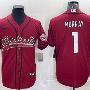 Men's Arizona Cardinals #1 Kyler Murray Red With Patch Stitched Baseball Jersey