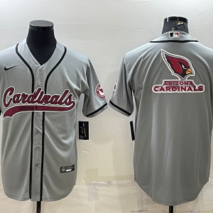 Men's Arizona Cardinals Grey Team Big Logo With Patch Baseball Nike Jersey