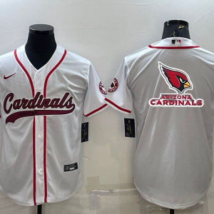 Men's Arizona Cardinals White Big Logo With Patch Baseball Nike Jersey