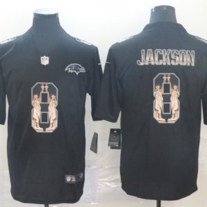 Men's Baltimore Ravens #8 Lamar Jackson 2019 Black Statue Of Liberty Limited Jersey