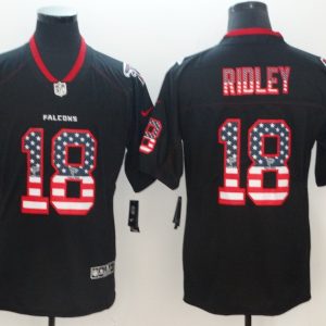 Nike 2018 Atlanta Falcons #18 Ridley USA Flag Fashion Black Color Rush Limited Jersey