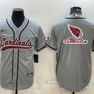 Men's Arizona Cardinals Grey Team Big Logo With Patch Baseball Nike Jersey