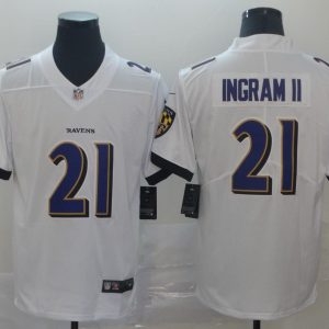Nike Ravens #21 Ingram II White Vapor Untouchable Limited Men Jersey