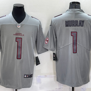 Men's Arizona Cardinals #1 Kyler Murray Grey Atmosphere With Patch Fashion Limited Jersey