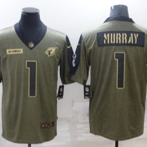 Men's Arizona Cardinals #1 Kyler Murray 2021 Olive Salute To Service Limited Jersey
