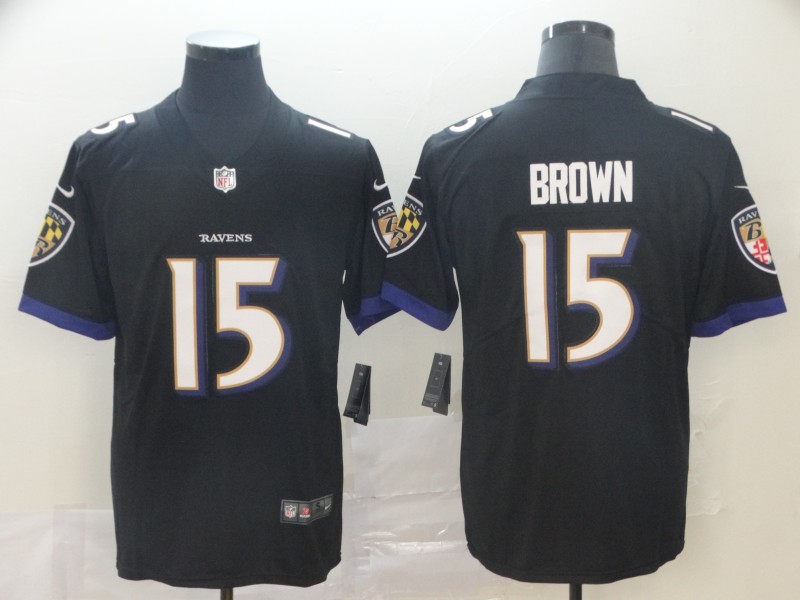 Nike Ravens #15 Marquise Brown Black Vapor Untouchable Limited Men Jersey
