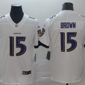 Nike Ravens #15 Marquise Brown White Vapor Untouchable Limited Men Jersey