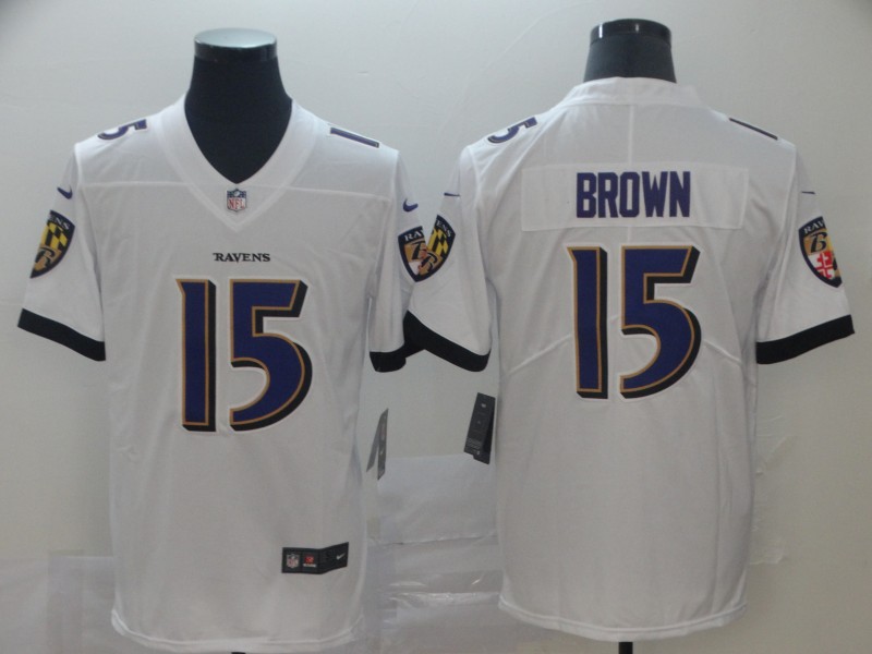 Nike Ravens #15 Marquise Brown White Vapor Untouchable Limited Men Jersey