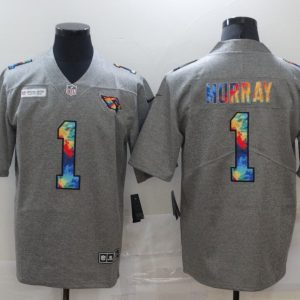 Men's Arizona Cardinals #1 Rainbow Grey Limited Jersey