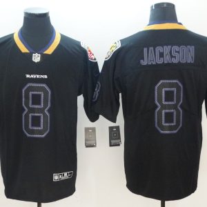 NFL 2018 Baltimore Ravens #8 Jackson Lights Out Black Color Rush Limited Jersey