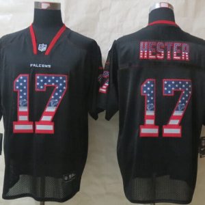 2014 New Nike Atlanta Falcons 17 Hester USA Flag Fashion Black Elite Jerseys