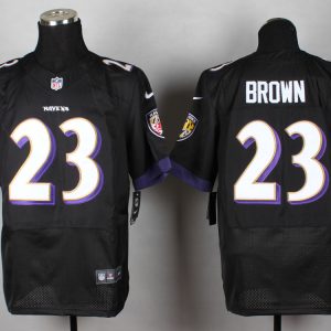 Nike Baltimore Ravens #23 Brown Black Elite Jersey