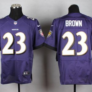 Nike Baltimore Ravens #23 Brown Purple Elite Jersey