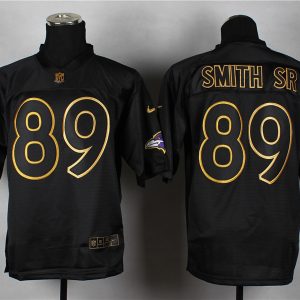 Nike Baltimore Ravens #89 Smith SR PRO Gold Lettering Fashion 2014 Jersey