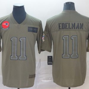 Nike Patriots #11 Edelman 2019 Olive Salute To Service Limited Men Jersey