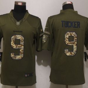New Nike Baltimore Ravens 9 Tucker Green Salute To Service Limited Jersey