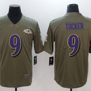 Mens Baltimore Ravens #9 Tucker Olive Salute to Service Limited Jersey