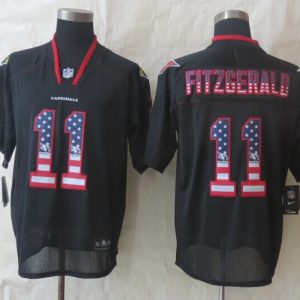 2014 New Nike Arizona Cardicals 11 Fitzgerald USA Flag Fashion Black Elite Jerseys