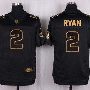 Mens Atlanta Falcons #2 Ryan Pro Line Black Gold Collection Jersey