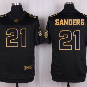 Mens Atlanta Falcons #21 Sannders Pro Line Black Gold Collection Jersey