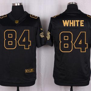 Mens Atlanta Falcons #84 White Pro Line Black Gold Collection Jersey
