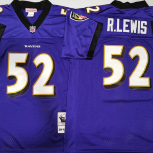 Men's Baltimore Ravens #52 R.Lewis Purple Throwback New Style Jersey