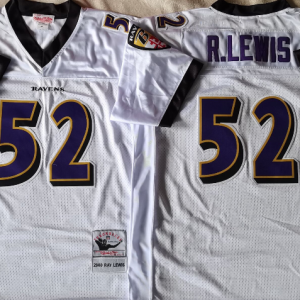 Men's Baltimore Ravens #52 R.Lewis White Throwback New Style Jersey