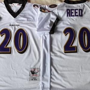 Men's Baltimore Ravens #20 Ed Reed White Throwback New Style Jersey