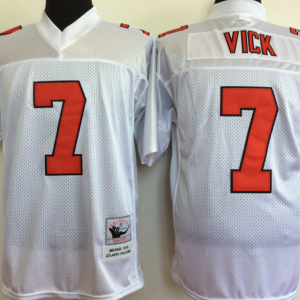 Men's Atlanta Falcons #7 Michael Vick WhiteThrowback Stitched Jersey