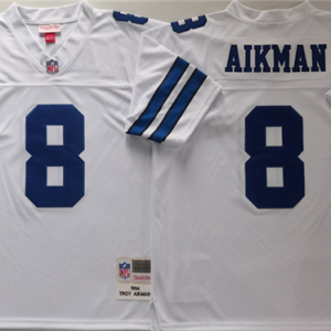 Men's Dallas Cowboys #8 Troy Aikman White Throwback Football Stitched Jersey