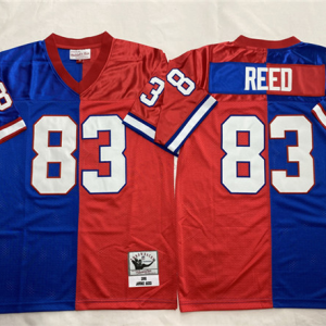 Men's Buffalo Bills #83 Andre Reed Blue/Red Split Throwback Jersey