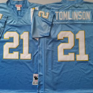 NFL San Diego Chargers Blue #21 Tomlinson Light Blue Throwback Jersey