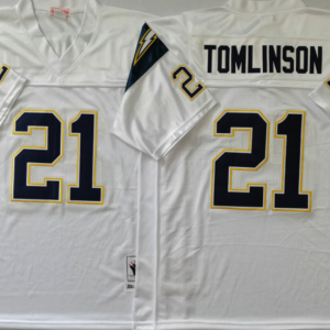 NFL San Diego Chargers Blue #21 Tomlinson White Throwback Jersey