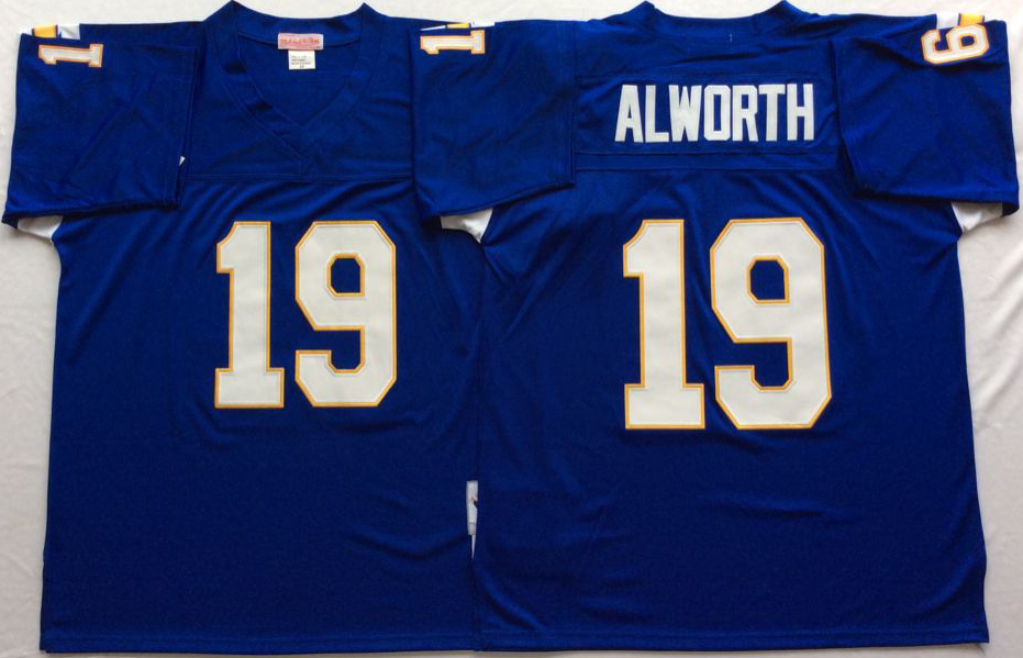 NFL San Diego Chargers Blue #19 Alworth Dark Blue Throwback Jersey