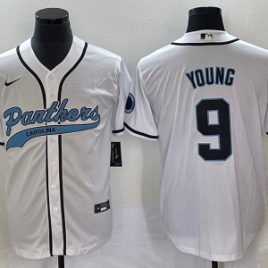 Men's Carolina Panthers #9 Bryce Young White With Patch Stitched BaseballJersey