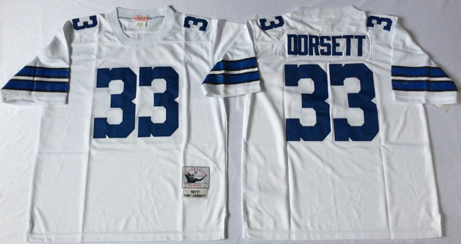 NFL Dallas Cowboys #33 Blue Dorsett White Throwback Jersey