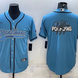 Men's Carolina Panthers Blue Team Big Logo With Patch Baseball Nike Jersey