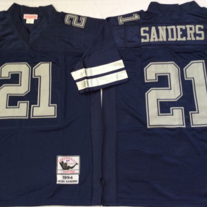 Dallas Cowboys #21 Sanders Throwback Blue Jersey