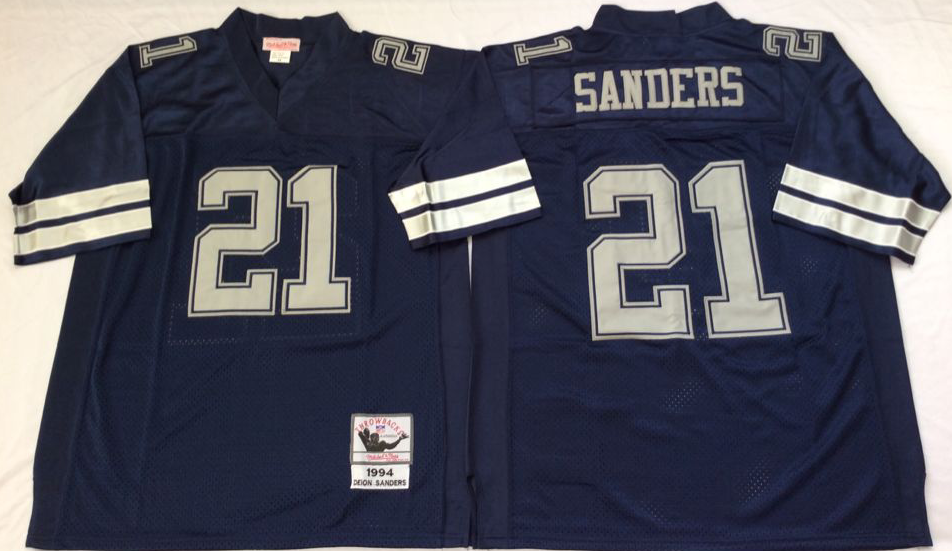 Dallas Cowboys #21 Sanders Throwback Blue Jersey