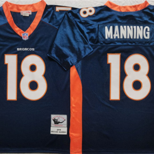 Men's Denver Broncos #18 Peyton Manning Navy Throwback Stitched Jersey
